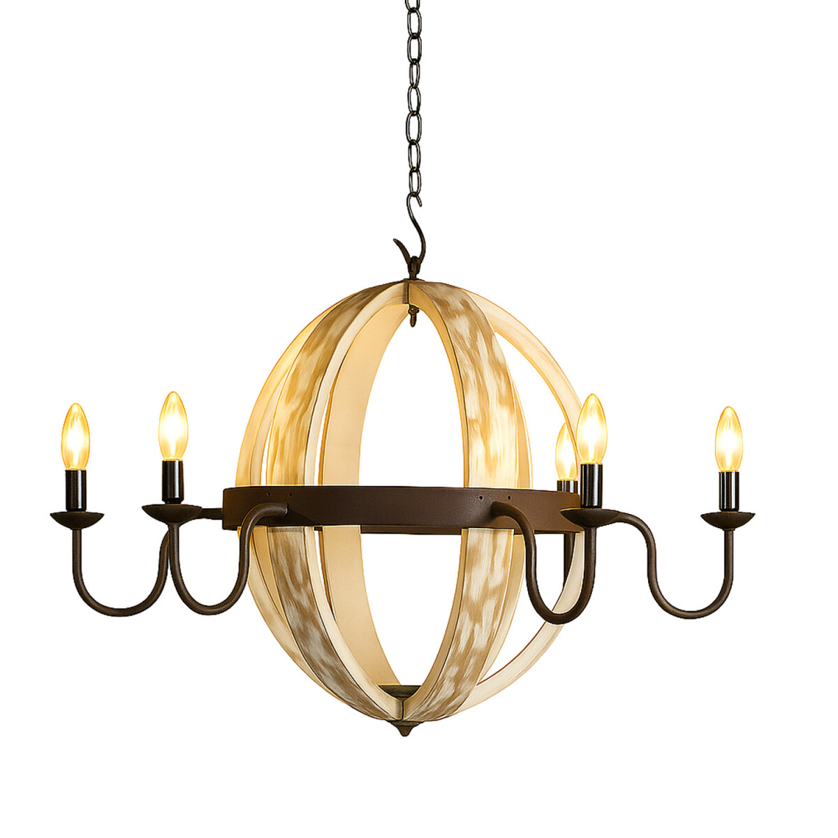 Abdahl White Chandelier 80 cm | Vintage Oriental Wooden Lamp
