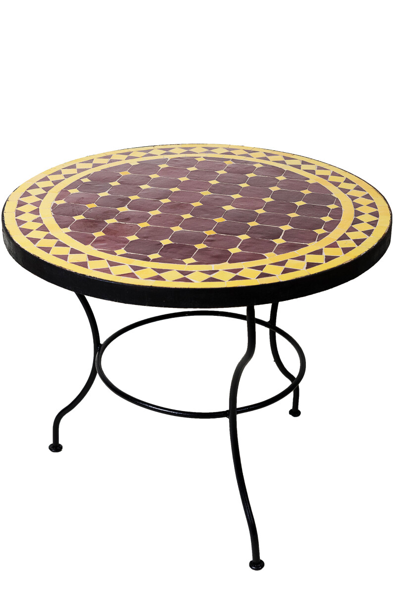 Moroccan Mosaic Table, Marrakech, Bordeaux Yellow, 60 cm, 45