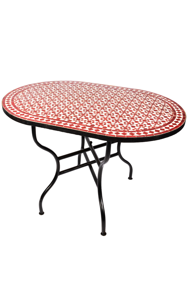 Moroccan Mosaic Table Albaicin White Bordeaux 120x80cm | Han